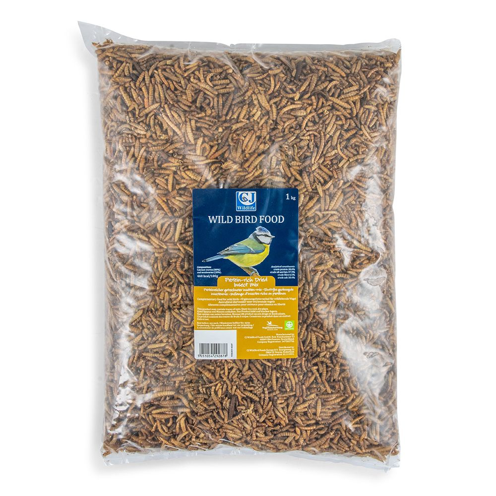 Proteinreiche getrocknete Insektenmischung 1kg | Vogelfutter | CJ Wildlife